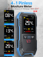 LinkMejor WMT-10 Moisture Meter 2.4 Inch TFT Screen High Precision 0.1% Resolution Rechargeable Battery for Wood Wall Tester