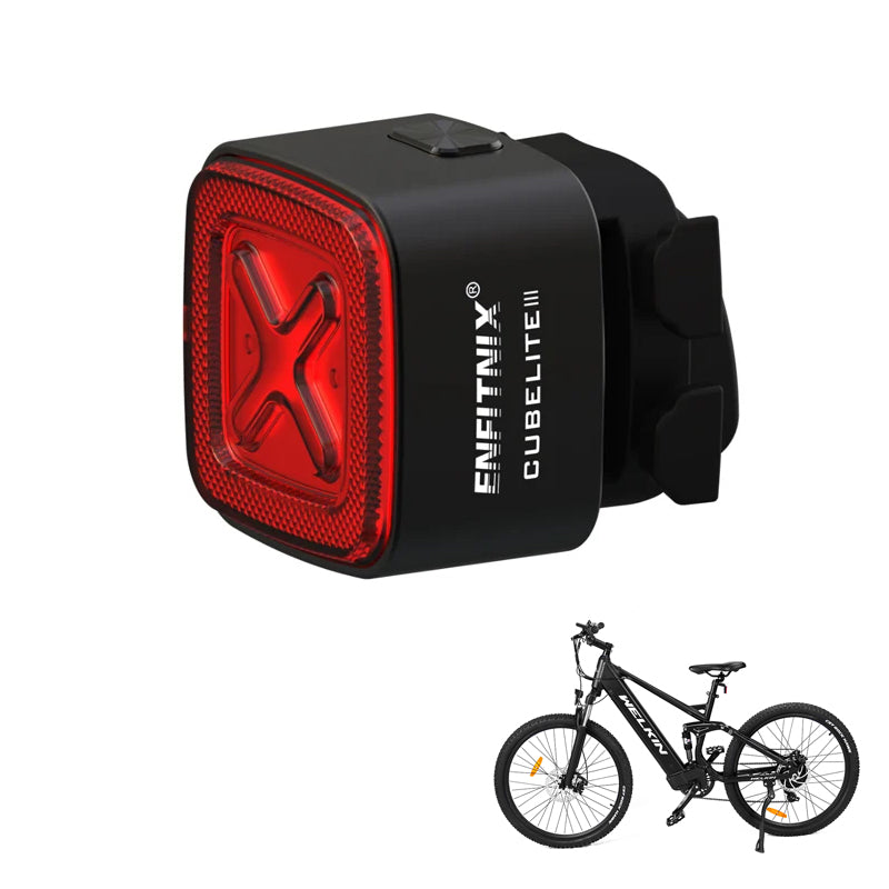 Enfitnix Cubelite III Smart Bike Taillight Brake Sense 400mAh Battery 4 Light Modes USB-C Rechargeable IPX6 Waterproof Wear-resistant Aluminum Shell Bicycle Rear Light for Night Cycling