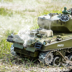 021 1/18 2.4G American Sherman M4A3 RC Tank Models Simulation Smoke Effects LED Lights for Children Toys