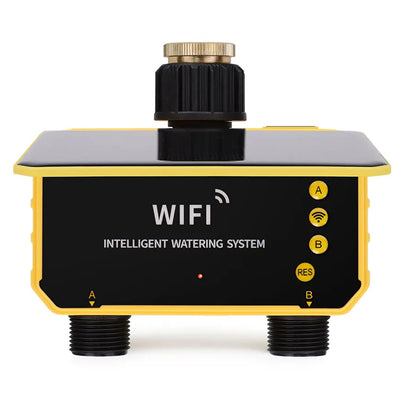 Smart WiFi Solar Irrigation Controller Dual Outlet Automatic Watering Timer Rain Sensor App Remote Control Garden Lawn Pool Sprinkler System 2CH IPX5