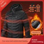 LinkMejor HZ-23 23 Zones Heating Jacket Zipper Adjustable Size USB Charging Smart Thermal Warm Jacket Men's Heated Hooded Coat Outdoor Sportswear
