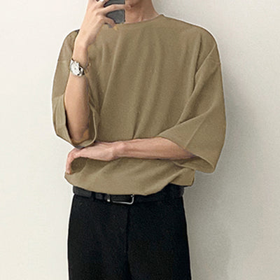 LinkMejor Men Tshirts Male Loose Comfy Blouse Streetwear Casual Solid Color T-Shirts Leisure Half Sleeve Round Neck Tee Tops Summer S-3XL