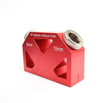 45° Angle Drill Guide Jig Aluminum Alloy Dowel Jig 45° Oblique Hole Drilling Positioner 8mm 10mm Pocket Drilling Hole Locator Precise Woodworking Joint Angle Tool for Angled Dowel Joint