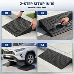 LinkMejor Pair 6 inch Rubber Curb Ramp Non-Slip Driveway Threshold Ramps With Textured Surface for DIY Car Maintenance Wheelchairs Lawn Mowers Motorcycles