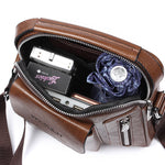 LinkMejor Men's Crossbody Bag PU Leather Hand Bag for Men Messenger Bags Waterproof Backpacks Business Casual Single Shoulder Bag