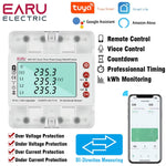 380V 100A Tuya Smart WiFi 3 Phase Bi-Directional Energy Power kWh Meter Over Under Voltage Protector Relay Switch Current Limit Work with Alexa Google Assistant