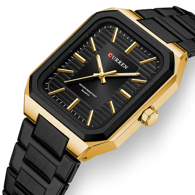 LinkMejor Fashion Rectangular Business Watches for Men Waterproof Luminous Hands Stainless Steel Simple Vintage Quartz Wristwatch