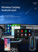 LinkMejor 2 In 1 Wireless Carplay Auto Adapter Carplay Box Auto Car Machine Interconnection Carplay Wired To Wireless Box Plug and Play Dongle for  iPhone Android