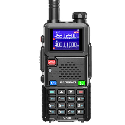 LinkMejor UV-5RH 5W Tri-band EU Walkie Talkie 1.77inch Screen Large Range 2500mAh Type-C Rechargeable Handheld Two-way Radio with LED Flashlight FM Radio