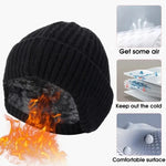 LinkMejor Winter Bike Knitted Hat Outdoor Plush Warmth Cap Peaked Earmuff Fashion Casual Faux Fur Lined Bomber Hats Cycling Ear Protection