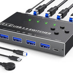 LinkMejor 4x4 USB3.0 Sharing Switch,4 in 4 Out USB Switch for Printer Keyboard Mouse, Multi-Device Sharing Adapter for PC Laptop