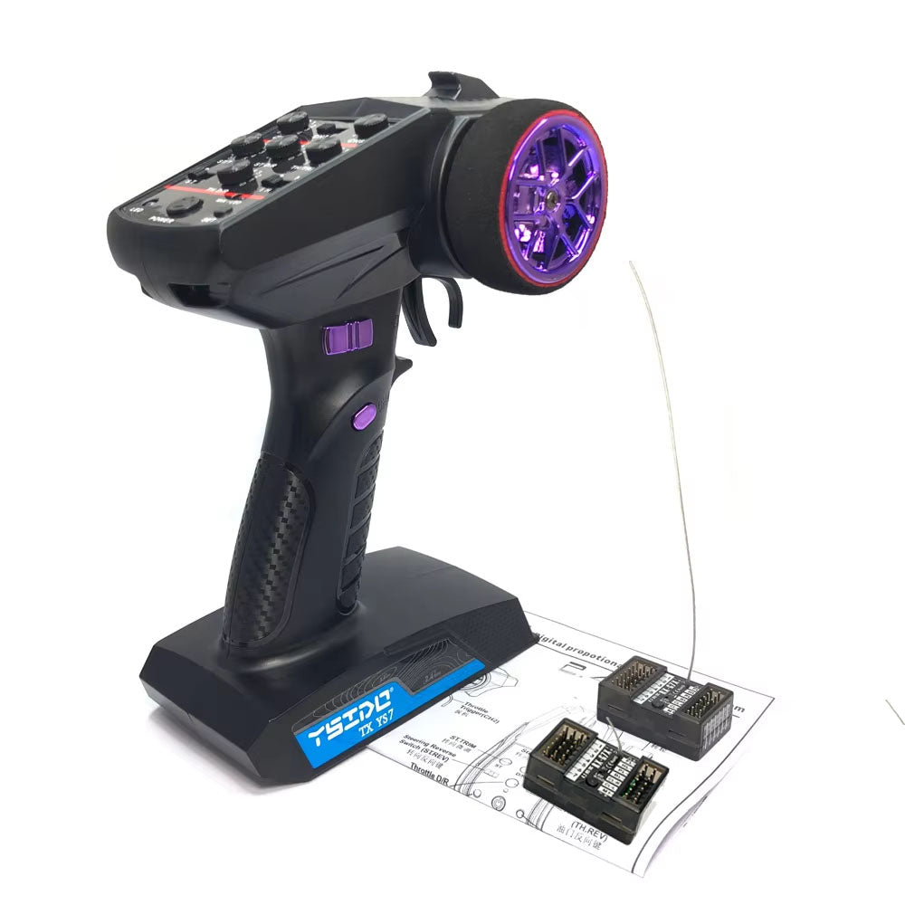 YSIDO YS7 2.4GHz 7CH Digital Radio Transmitter with 2*RX-G7 Receivers for 1/10 1/8 Crawler RC Boat Car