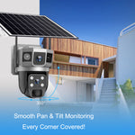 V380 Pro 12MP Solar Powered Three-lens Camera 4G/WiFi Wireless PTZ PIR Motion Detect Night Vision Two Way Audio IP66 Waterproof Outdoor CCTV Security Camera