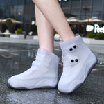 LinkMejor 1Pair Bicycle Protective Gear Waterproof Non-slip Shoe Covers Easy Double Buckle Design Outdoor Reusable Overshoes Elastic Rain Boots Unisex