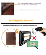 Ekphero Retro Genuine Leather RFID Men's Wallet Business Casual Money Clip Multiple Card Slots Holder Coin Purse