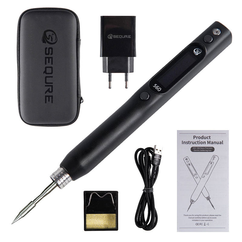 LinkMejor DC Soldering Iron-EU S60 I European Standard-With 1 Soldering Iron Tip+Soldering Iron Stand+Storage Bag