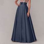 LinkMejor Stylish Women High Waist A-line Long Skirts Summer OL Work Skirt Jupe Female Solid Party Maxi Skirts Faldas Saia