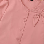 LinkMejor Womens Elegant Bowknot Decorate Puff Sleeve Blouses Temperament Button Shirts