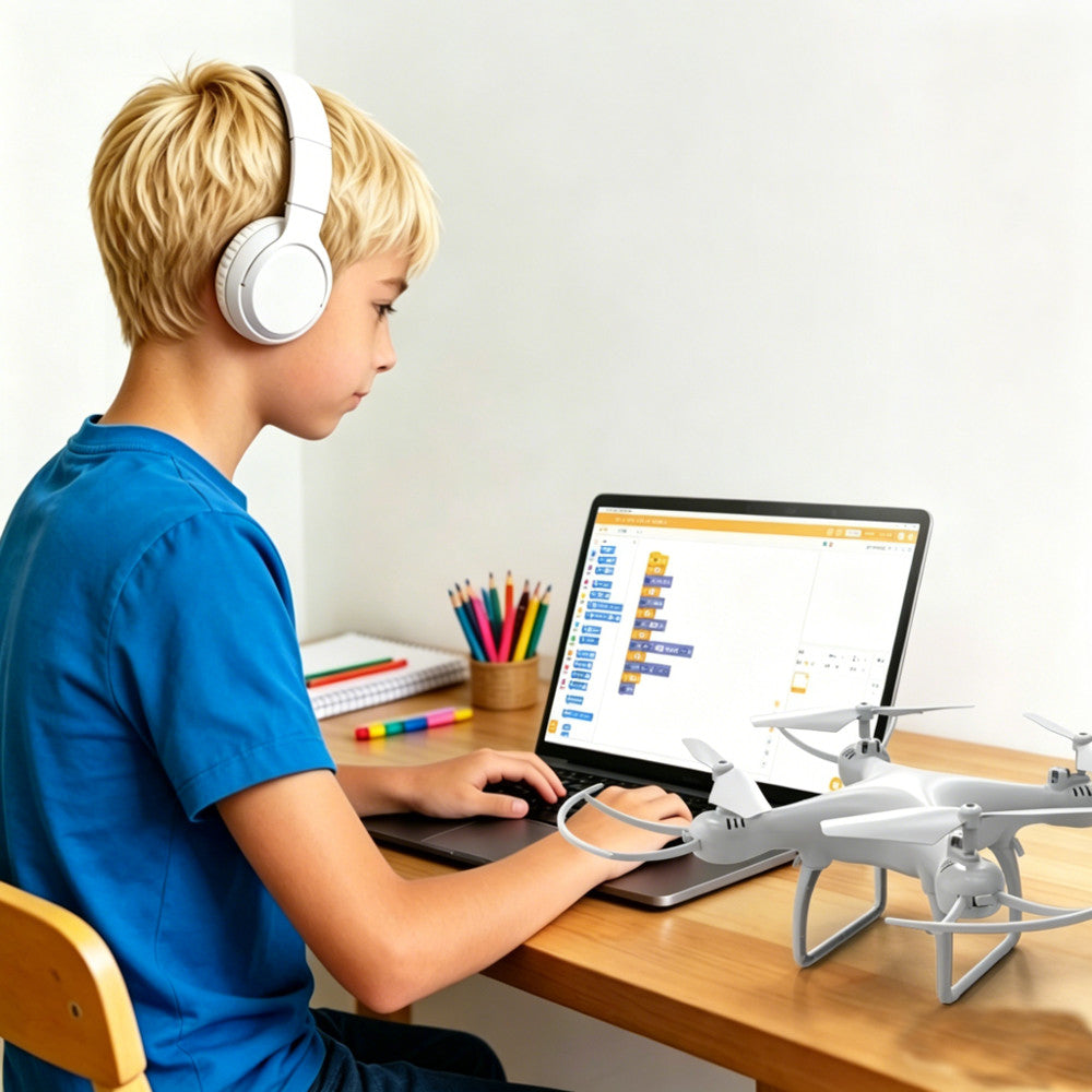 QY S8 Programmable Drone Support Scratch Python RGB Teaching Computer-Controlled Graphical Programming Optical Flow Positioning 2.4G RC Quadcopter RTF