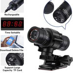 LinkMejor 1080P Bicycle Helmet Camera 120° Wide Angle Bicycle Sports Camera IPX6 Waterproof Mini Motorcycle Helmet Camera Car Video Recorder Outdoor DV Video Camera