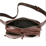LinkMejor Men's Genuine Leather Waist Bag Large Capacity Chest Bag Outdoor Sports Zipper Fanny Packs
