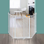 LinkMejor White/Black Adjustable Auto Close Metal Baby Gate with Swing Door For Doorway Stairs