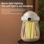 LinkMejor Rechargeable Mini UV Mosquito Killer Lamp 360° Coverage 3000V Electric Grid Dual UV & Night Light Modes Portable Indoor/Outdoor Zapper