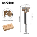 10mm to 50mm Professional Hexagonal Shank Woodworking Hinge Boring Bit Tungsten Carbide Blade Three-Tooth Double Blade Design Multiple Sizes