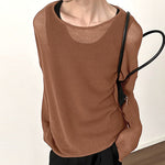 LinkMejor Mens Relaxed Fit Hollow Knit Long Sleeve T-Shirt Soft Drape Fabric Slightly See-through Tshirt Top