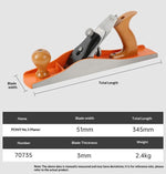 LinkMejor Bench Plane Precision Ground Sole 3.0mm Pro O1 Steel Blade Ductile Iron Construction Stress Relieving Metal Adjustment Screw