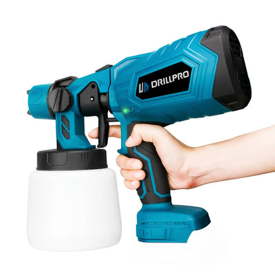 Drillpro 1000ML Cordless Electric Spray Gun Portable Household Paint Sprayer Auto Furniture Steel Coating Airbrush For Mak 18V Battery