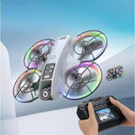 LinkMejor K200 MAX WiFi FPV with LCD Screen Controller HD Dual Camera Electrically Adjustable Optical Flow Hover Automatic Obstacle Avoidance Dazzling 7-Lights Circle Protection Brushless 2.4G 4CH 6-Axis Remote Control Toys RC Drone Quadcopter RTF