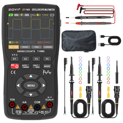 LinkMejor ZT-706S Handheld Oscilloscope Multimeter 3-In-1 Dual Channel 50MHz 280MSa/s 66000 Counts Signal Generator IPS Display