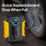 LinkMejor 120W Portable Air Compressor Digital Tire Inflation Pump with LED Light Tire Pump Compressor For Car Motorcycle