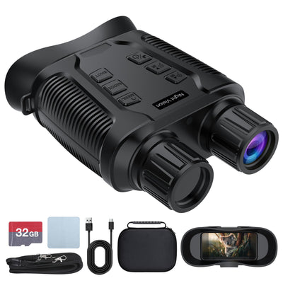 LinkMejor 4K Night Vision Goggle for Adults, Night Vision Binocular with 3.2 Inner HD Display, 36MP Photos, 8X Digital Zoom,7 Level IR, Rechargeable, for Camping, Hunting, Security (Incl. 32GB Card)