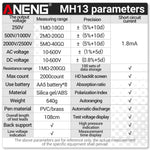 LinkMejor MH13 Megohmmeter Ohm Tester Digital Multimeter Megometro Insulation Earth High Voltage Resistance Meter Tester Tool