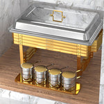 LinkMejor 4 Pack Chafing Dishes for Buffet 11QT Large Size & Stackable Stainless Steel Chafing Dish Buffet Set Rectangular Food Warmers for Parties Buffet Catering Supplies
