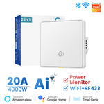 LinkMejor 20A 4000W WiFi RF433 Smart Switch For Hot Water Heater AI Assistant Tuya Wall Switch Power Monitor Voice & APP Remote Control Work With Alexa Google Home