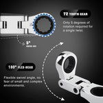 5-Piece Flex-Head Stubby Ratcheting Combination Wrench Set Mini Wrench Set Double Box End Flex-Head Mini Spanner Set