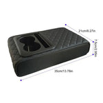 Car Center Console Armrest Cushion with 2 Cup Holders PU Leather Portable Car Armrest Pillow Height Cushion