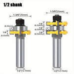 2pcs 1/2 Inch 1/4 Inch 8mm Shank Tongue and Groove Router Bit Set Tungsten Carbide Perfect for Woodworking Cutting MDF Plywood Hardwood