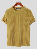 LinkMejor Men T-Shirts Fashion Solid Color Skinny Elastic Top Tee Casual Summer Round Neck Short Sleeve Mens Clothing