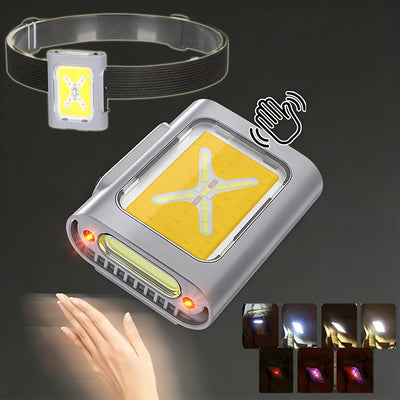 LinkMejor X7 Ultra Bright Hands-Free Mini Headlamp with IR Motion Sensor 7 Lighting Modes Built-in High-Capacity Lithium Battery Waterproof Design Head Light with Magnetic Buckle for Camping Emergencies Work Reading Outdoor Activities