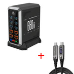 [GaN Tech] 660W 10-Port USB PD Charger 6USB-C+4USB-A QC 140W PD 3.1 Fast Charging Desktop Charging Station for iPhone 16 16 Pro 15 14 13 Pro Max for MacBook Pro for Airpods for Apple Watch  for iPad