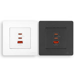 MOES 30W/65W GaN Fast Charging Wall Outlet USB-A+2USB-C PD3.0 QC3.0 Electrical Charger Socket Overload Protection 86 Type Panel Socket