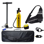 LinkMejor 1L Mini Scuba Diving Tank Set Provide 10-15 Minutes Of Breathing Time Aluminum Oxygen Tanks Diving Equipment Snorkeling with Adapter Diving Goggles Strap Bag Pump Handbag