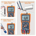 LinkMejor T28B TRMS Digital Multimeter 6000 Counts True RMS 20A Input AC DC Voltage Current Resistance Temperature Continuity Capacitance Measurement Battery Powered Non Slip