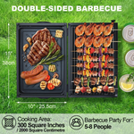 Xmund Six-Piece Barbecue Grill for Home Use, Suitable for Both Grilling And Frying, Portable Small Double-Sided Charcoal Barbecue for Outdoor Camping, Stainless Steel Barbecue Rack for Roasting Meat.