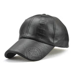 Collrown Fashion Baseball Cap Outdoor Men's Adjustable PU Leather Hat Letters Embossed Casual Hats Women Unisex Sport Sun Visor Hat