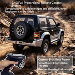 LinkMejor 1297 PRO RTR 1/14 2.4G 4WD Brushless RC Car Official Licensed for Mitsubishi Pajero V24WG 1992 Two Speed Metal Drive Shaft Oil Shocks Full Proportional Off-Road Climbing Truck Vehicles Models Toys